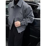 New Original Gray Short Coat Men Spring And Autumn American Retro High