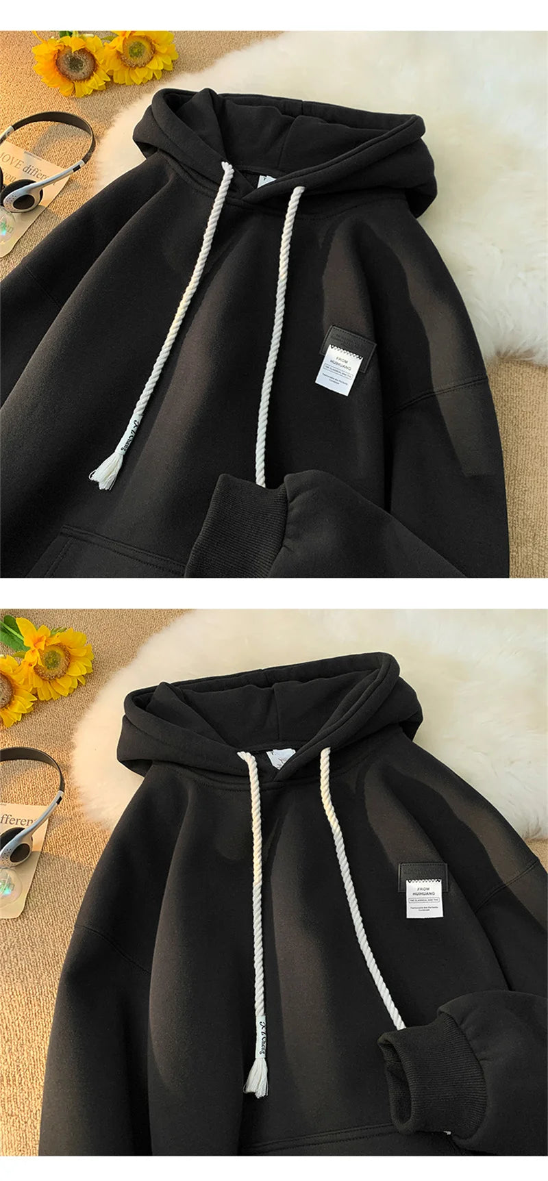 New in Solid Color Hooded Sweatshirts For Men And Women Y2K Streetwear Appliques Hoodies Autumn Oversize Fleece Pullover