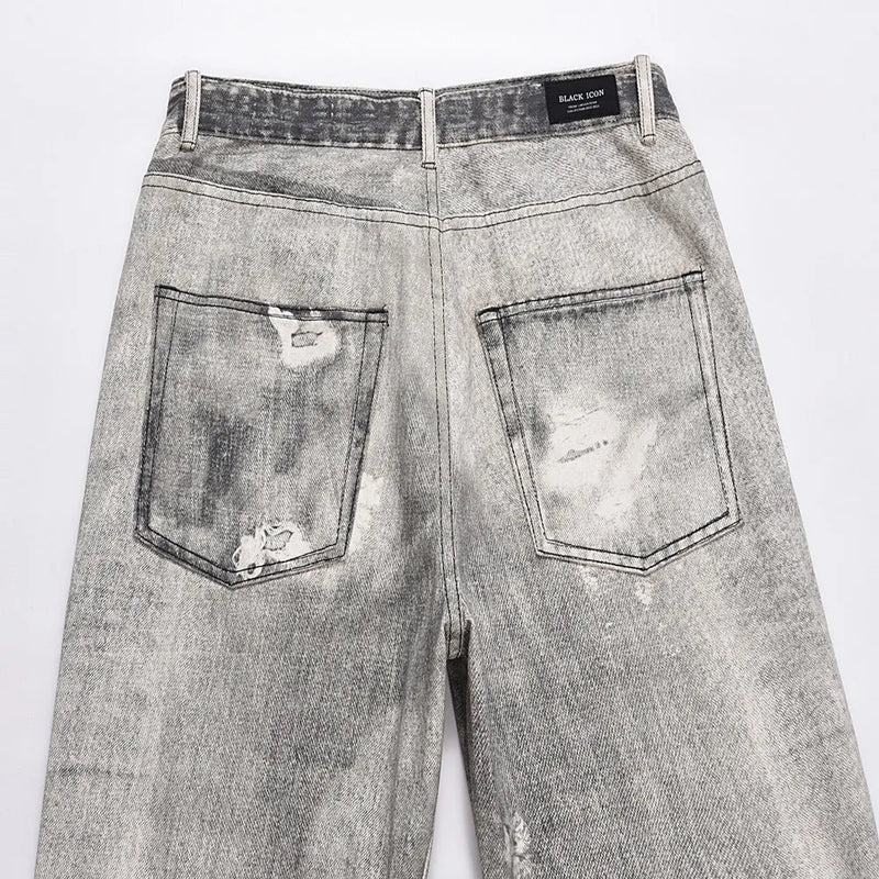 frog drift american style nostalgia vintage washable pure cotton loose zipper straight jeans long pants trousers for men women unique jeans style 1337