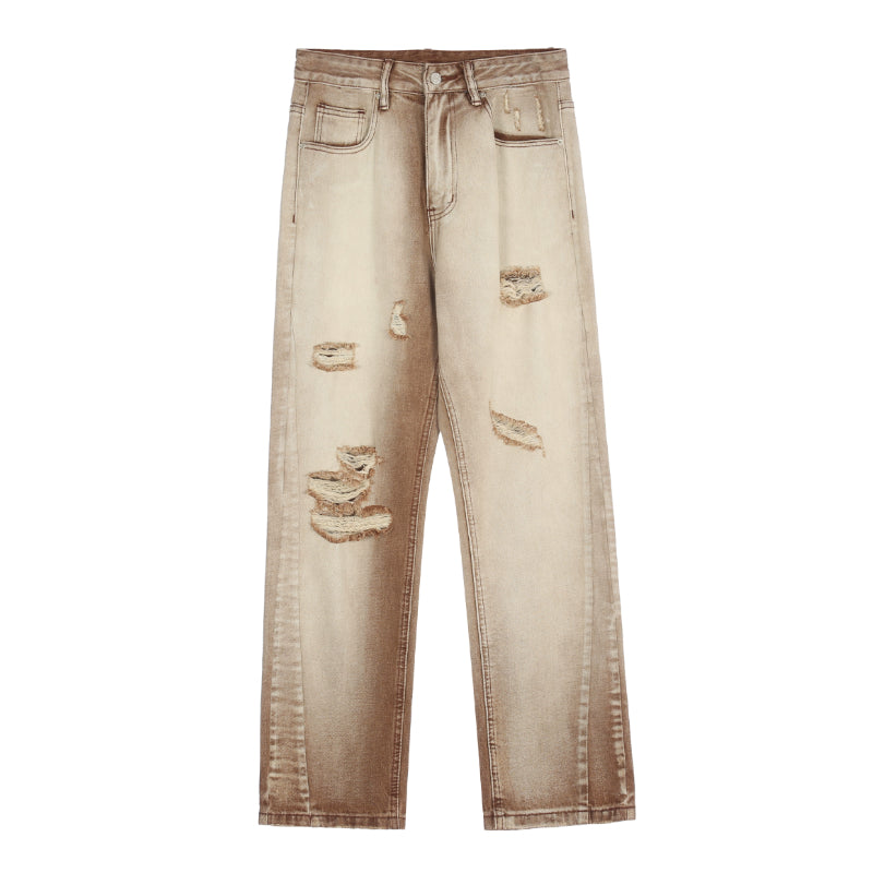 fashion denim jeans mens destoryed holes zipper straight jeans hip hop streetwear spring summer casual joggers jeans men pants unique joggers style 4161