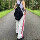 kpop vintage cargo casual harajuku pant women streetwear striped oversize baggy jogging sweatpants wide trousers school outfit casual joggers