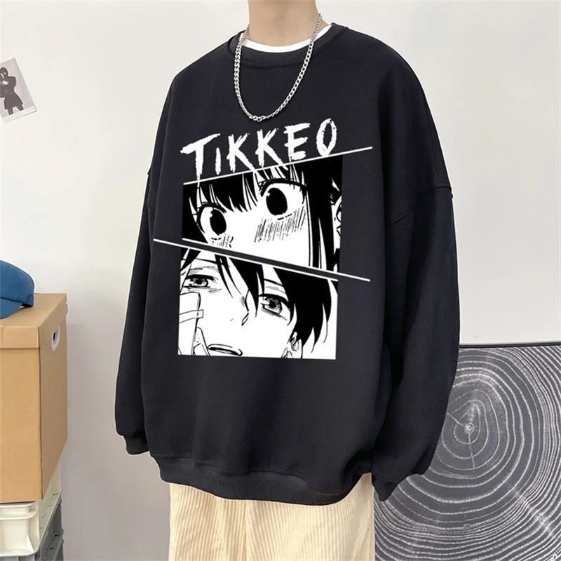 Autumn Japanese Anime Fashion Men Sweatshirt Graphic Fleece Y2K Clothes