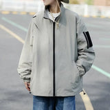 Outdoor Mens Charge Jacket Retro Loose Stand Collar Waterproof Tooling