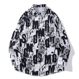 Layered Techwear Shirt Jacket – Hip Hop Multi Letter Graphic Print Long Sleeve Shirts For Men Irregular Graffiti Lapel Button Shirt Autumn Fashion Oversized | Button Shirt Drop #555