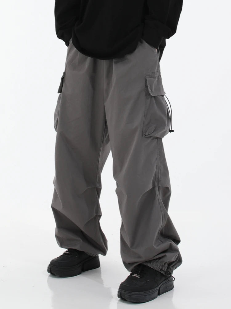 hip hop loose fit elastic waist pants fashion side pocket pants streetwear mens new spring summer casual baggy pants joggers unique joggers style 443