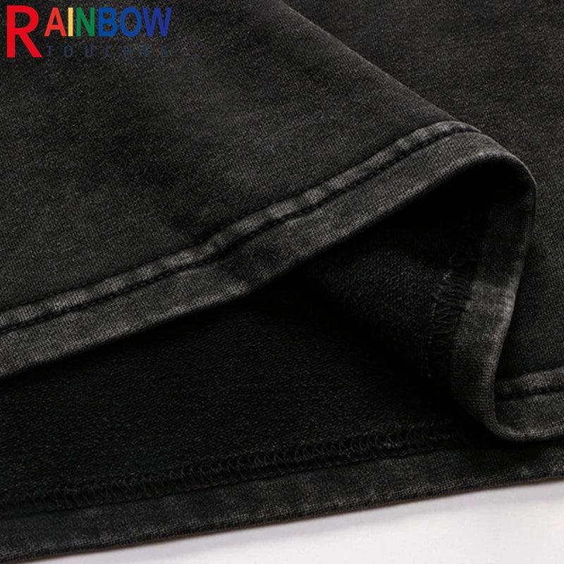 Gothic Streetwear – Rainbowtouches Men Lettered Printing Long Sleeve Top Rib Cre – Modern Streetwear for Everyone