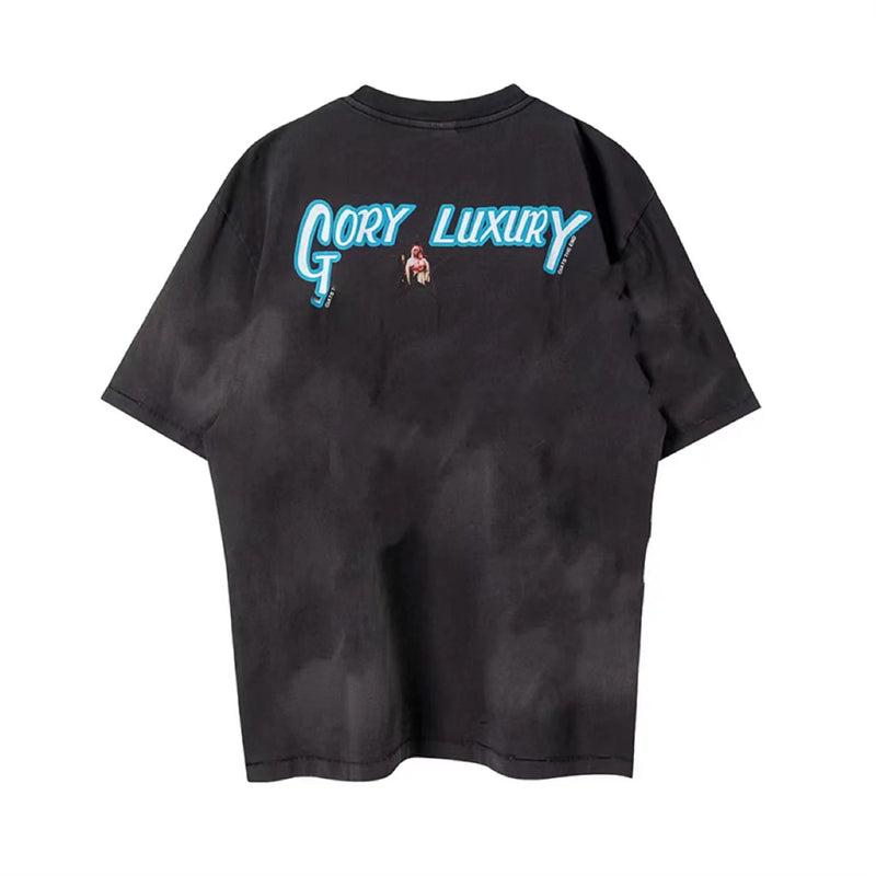90s Summer Vintage Style Pentagram printed washed vintage Retro Quality short sleeved T-shirt Tops For Men