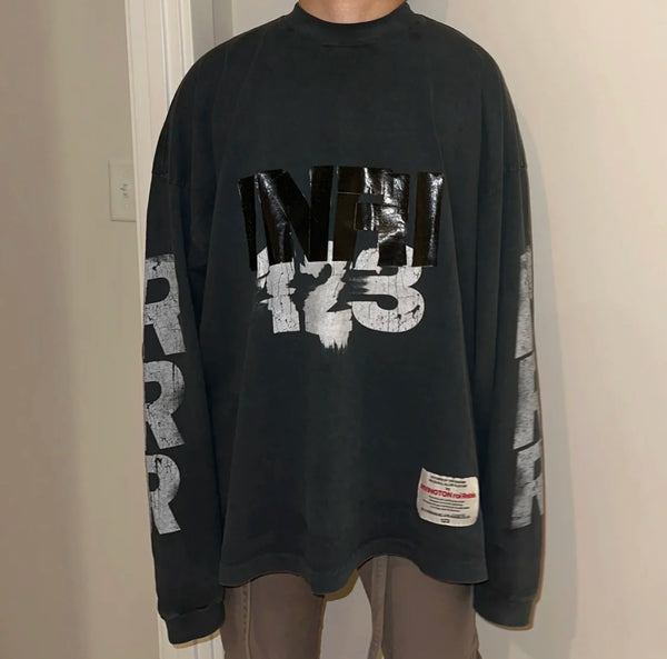 skatercore oversized shirt featuring summer retro 123 letter print brand fashion high street hip pop casual loose cotton long sleeve t shirt pullover sweatshirt