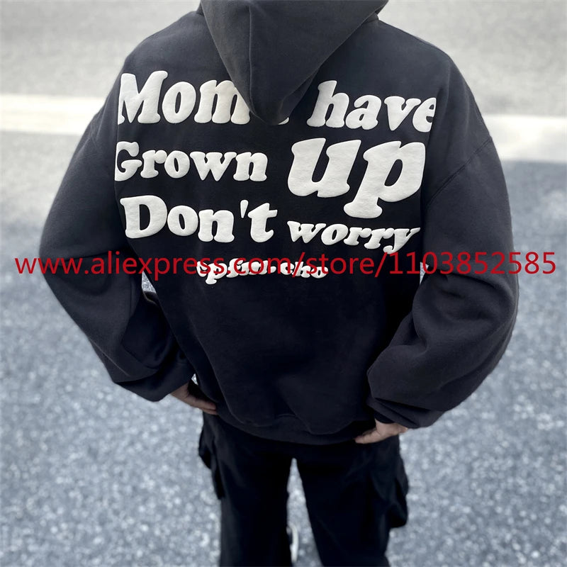 2024 Autumn Winter New American Heavy Duty Vintage Hoodie Long Sleeve