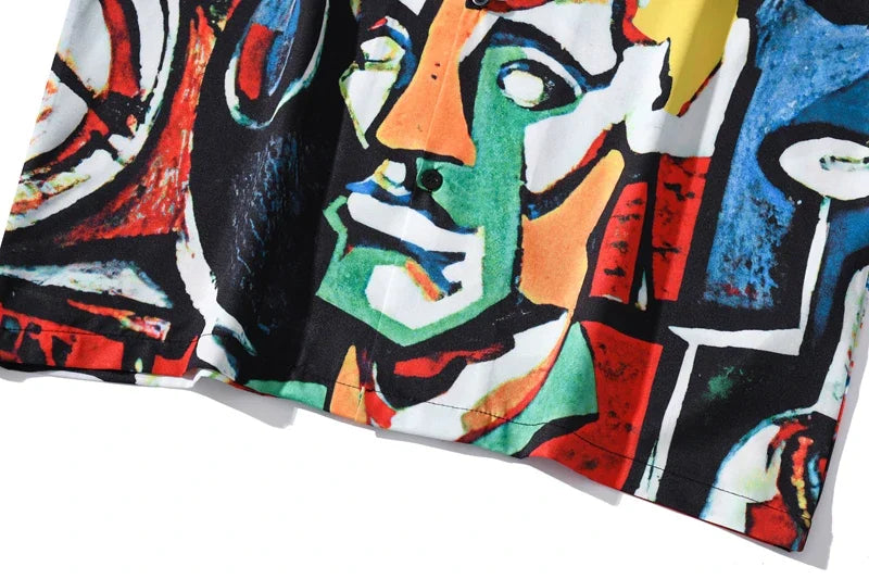 Dark Icon Graffit Hawaiian Shirt Men Vintage Street Men's Shirts Summer Beach Holiday Male Shirt Blouse