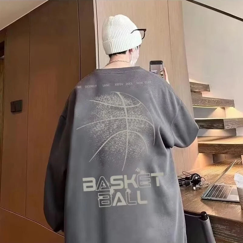 Funny Cartoon Basketball Graphic Pullovers Fleece Sweatshirts Hombre