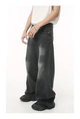 streetwear vintage y2k men s jeans black baggy trousers new wide leg denim pants hip hop harajuku distressed straight pants unique jeans style 765