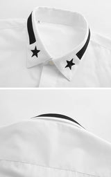 New 2022 Luxury Men Classic Embroidered stars comfortable Fashion Cotton Casual Shirts Shirt High Quality Short Sleeves A116