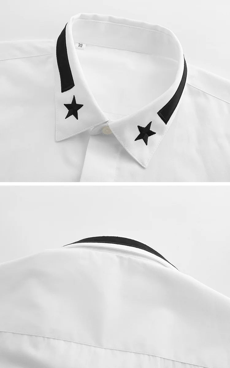 New 2022 Luxury Men Classic Embroidered stars comfortable Fashion Cotton Casual Shirts Shirt High Quality Short Sleeves A116