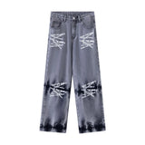 2024 Streetwear Blue Jeans Letter Printing Vintage Retro Denim Trousers Harajuku Jogger Denim Jeans Hipster