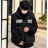 2024 Winter Korean Simple Ins Letter Printed Vest Cotton Clothing American Y2K Men Women Trendy Brand Loose Casual Vest Jacket