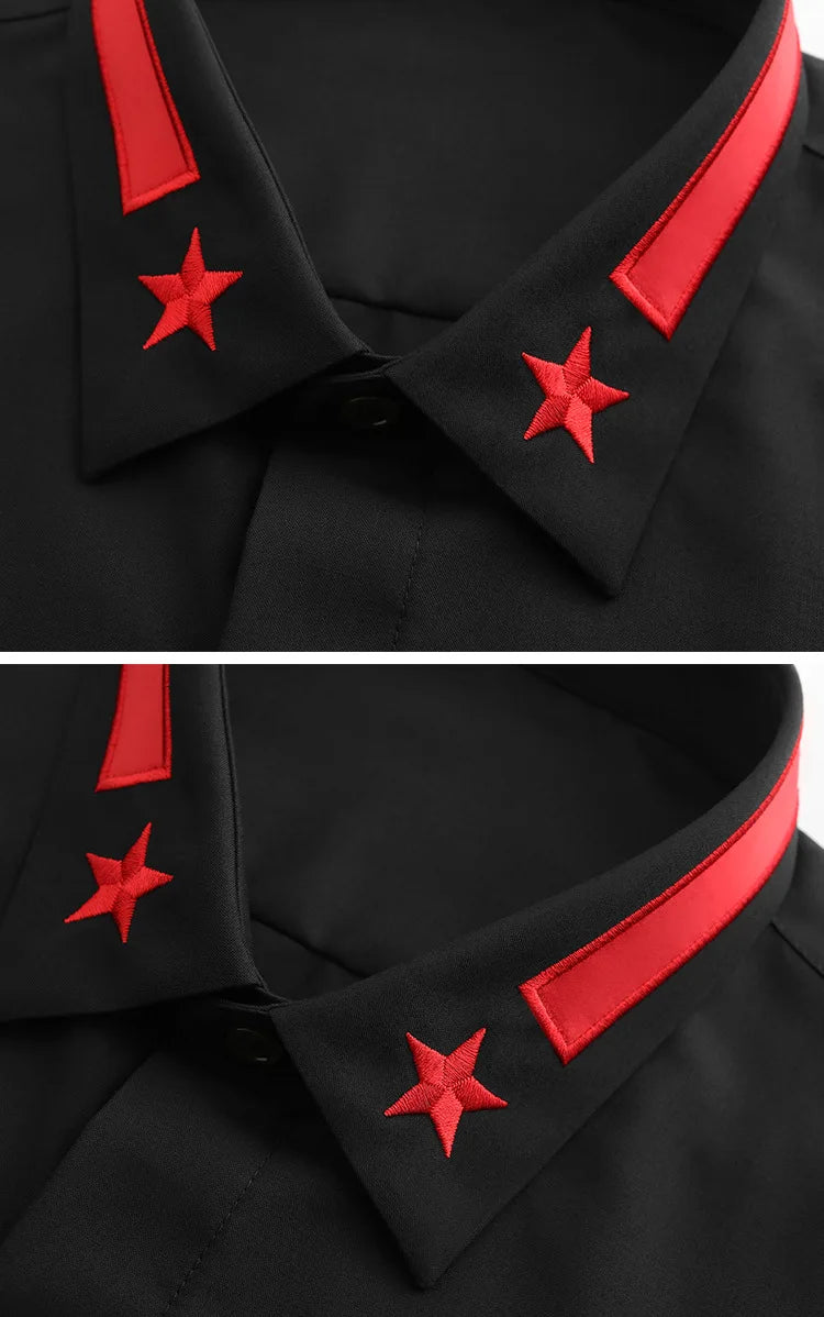 New 2022 Luxury Men Classic Embroidered stars comfortable Fashion Cotton Casual Shirts Shirt High Quality Short Sleeves A116