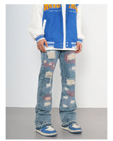 destroyed ripped jeans straight jean pants men biker jeans fashion zipper streetwear trousers hip hop pants joggers baggy jeans unique joggers style 3175