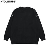 hip hop knitted pullover, bold design pullover, cozy fashion fit, stylish street outfit, modern aesthetic appeal