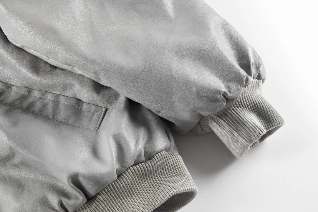 Urban Grunge Double-Layer Hoodie – Leather Texture Streetwear