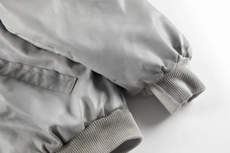 Urban Grunge Double-Layer Hoodie – Leather Texture Streetwear