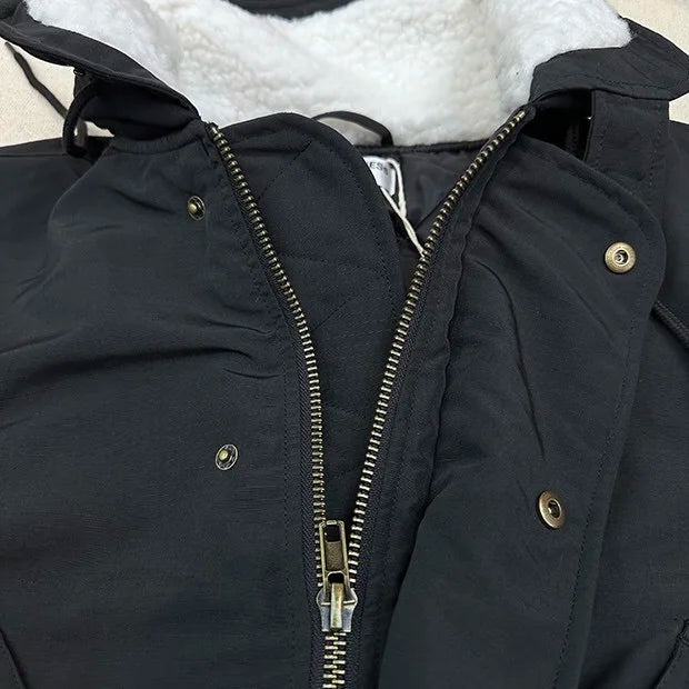 2024AW new cotton dress solid color hooded multi-pocket jacket