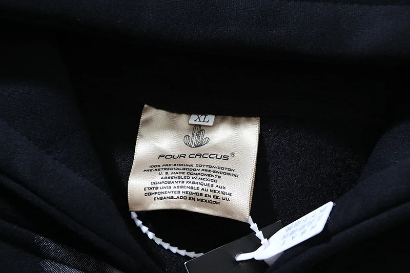 Chaopin High Street Brushed Kanye Vintage Dinosaur Bone Print Hoodie H