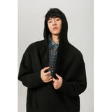 minimalist knit hoodie, photo-ready knit, unisex oversized techwear hoodie for men street style