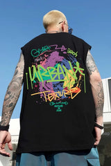 Sadcore Tribal flames – Summer Sleeveless T Shirt Mens American High Street Graffiti