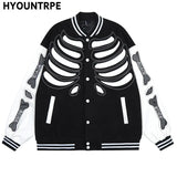 Mens Streetwear Jacket Bone Skeleton Baseball Bomber Retro Coat Hip Hop Harajuku Loose Oversized Unisex khaki streetwear jack - variant style eea2cf for streetwear fashion