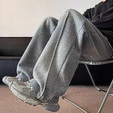 autumn mens high street pleated straight pants korean fashion elastic waist pockets trousers y2k vintage pantalones hombre urban fashion pants
