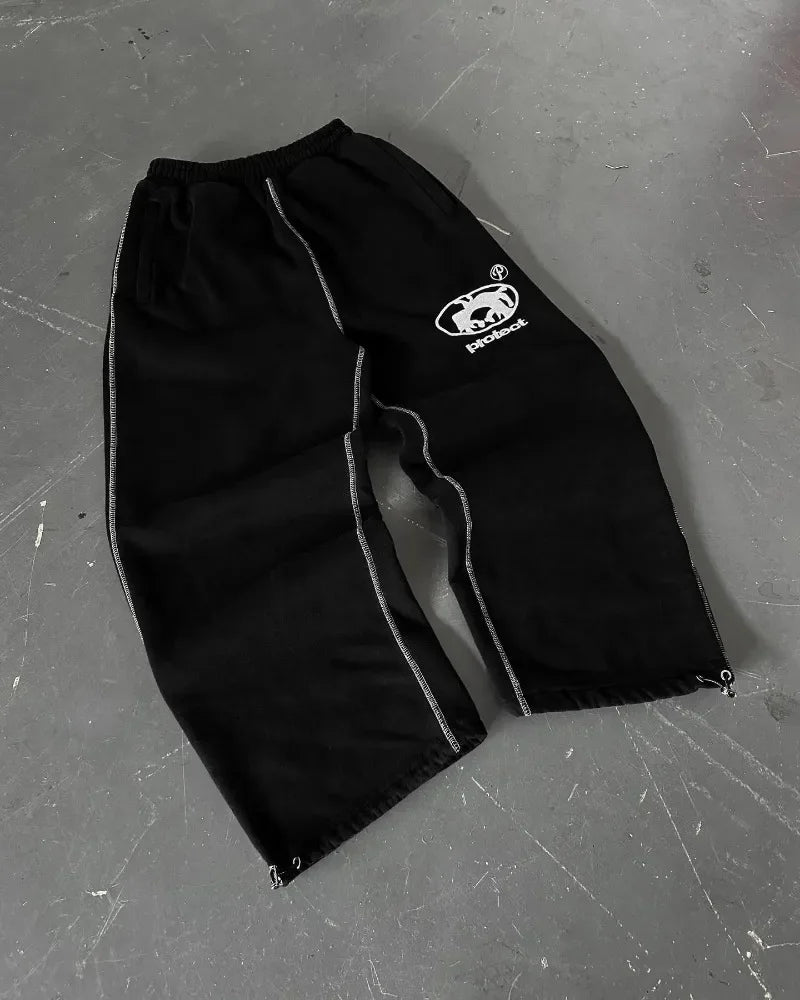2024 new fashion trend letter embroidery pattern high waist sports pants mens y2k street hip hop harajuku jogger overalls urban active pants