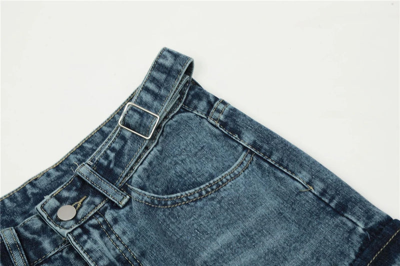 vintage multi pocket jeans mens harajuku cargo denim pants retro hip hop straight loose jean pants men clothing 1 unique cargo style 483
