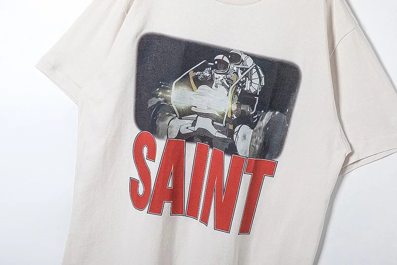 Harajuku Oversized Shirt – Saint Short Sleeve Top Tees Men Woman Best Quality Space Exp – Urban Streetwear for Men & Women