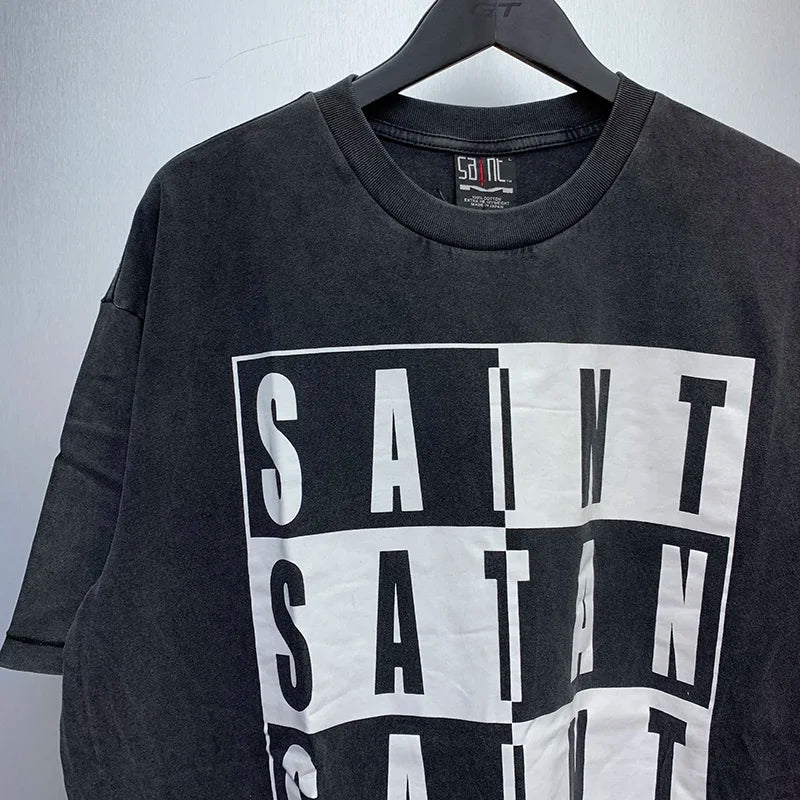 Trapwear Shirt – Vintage Wash Black Saint T Shirts Men Woman Best Quality Two – Urban Streetwear for Men & Women
