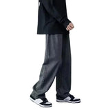 korean mens casual long jeans loose retro straight baggy pants denim wide leg pants light blue grey black retro washed jeans unique jeans style 1270