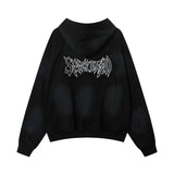 Vintage Zip Up Hoodie Jacket Y2K Punk Gothic Loose Washed Hooded Sweat