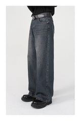 men baggy jeans korean fashion loose straight denim pants male blue casual jeans trousers unique jeans style 4392