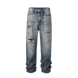distressed frayed hole washed baggy jeans pants unisex pantalones hombre streetwear y2k straight casual denim trousers oversized unique jeans style 5883