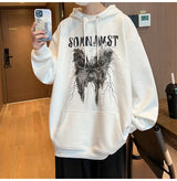 New Gothic Butterfly Printed Hooded Sweatshirt For Men Y2K Harajuku Fa
