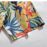Men Shirts Summer Sclassic Flower Clothing Retro Hawaiian Vacation Shirts Daily Versatile Loose Tops Fashion Half Sleeve Shirt