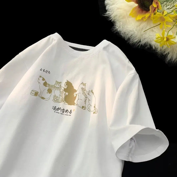 Sadcore Tribal flames – Summer Men And Women Trendy Personalized Cat Print Round Nec