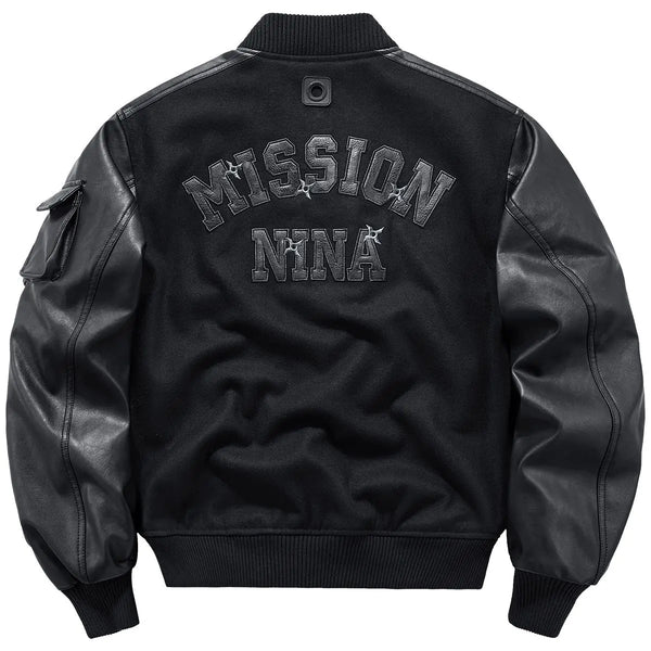 Autumn/Winter Baseball Suit Men's Wool Heavy Work Coat Ninja Embroidered American Retro Flying jackets for men leather jacket