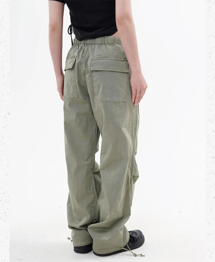 knee fold baggy pants unisex casual elastic waist straight trousers streetwear fashion drawstring women men hip hop y2k joggers unique joggers style 1270