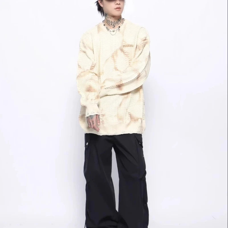 oversized knit pullover, fall/winter fashion, soft knit pullover with flame design, y2k fashion statement