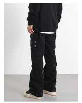 hip hip pants men bottom zipper cargo pants streetwear side pockets harajuku joggers unisex baggy loose straight cotton trousers unique joggers style 3232