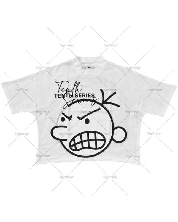 Cyberpunk Streetwear top – American Street Harajuku Retro Anime Print Oversized Short S