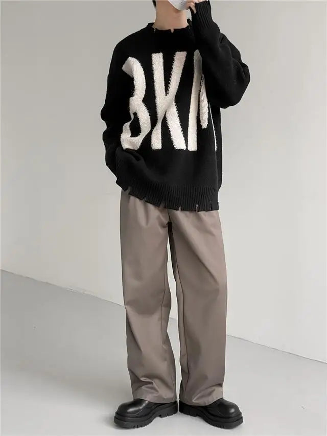 grunge oversized knit streetwear piece for layered look and winter street fits, ideal for men’s fashion and seasonal streetwe