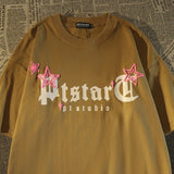 Glitchcore Chrome logo – Pure Cotton American Retro High Street Star Short Sleeved T