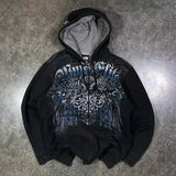 American Fashion Joker Goth Printed Zipper Hoodie Men Street Hip Hop L